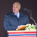 Kong Harald holdt fylkesturens første tale. Foto: Annika Byrde / NTB